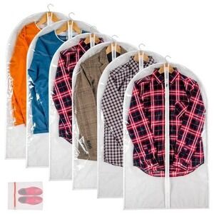 Set of 5 Clear Garment Suit Bags 40 Inch Zippered Closet Storage Covers Pack